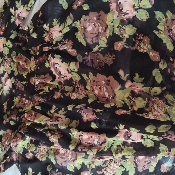 Large Green and Black Floral Johnny Martin Babydoll Dress - Picture 3 of 17